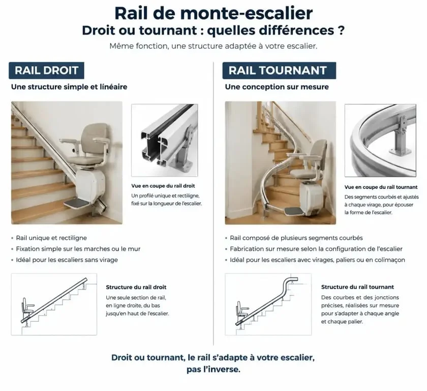 Différence entre monte-escalier droit et tournant pour vos conseils monte-escalier