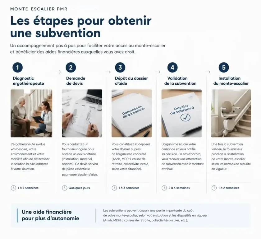 Ătapes clĂ©s pour obtenir une subvention monte-escalier pmr