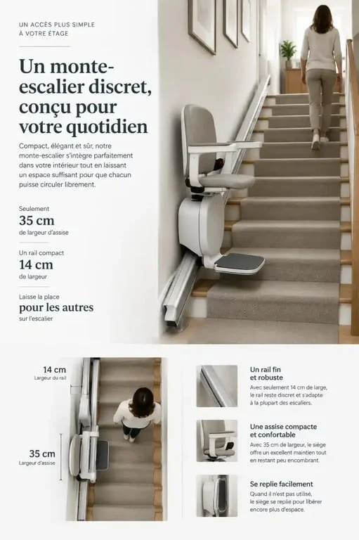 Monte-escalier Access Flow X installé dans un escalier étroit